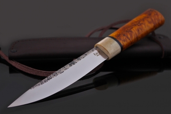 Якутский нож большой "хотохон" кованая 95х18. Рукоять карельская береза.